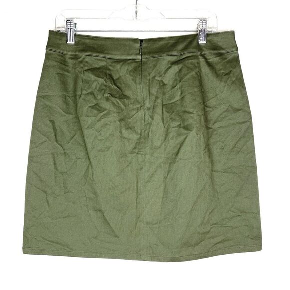 New LOFT Button Front Patch Pocket Army Green Cotton Utility Mini Skirt size 6 - Picture 2 of 5